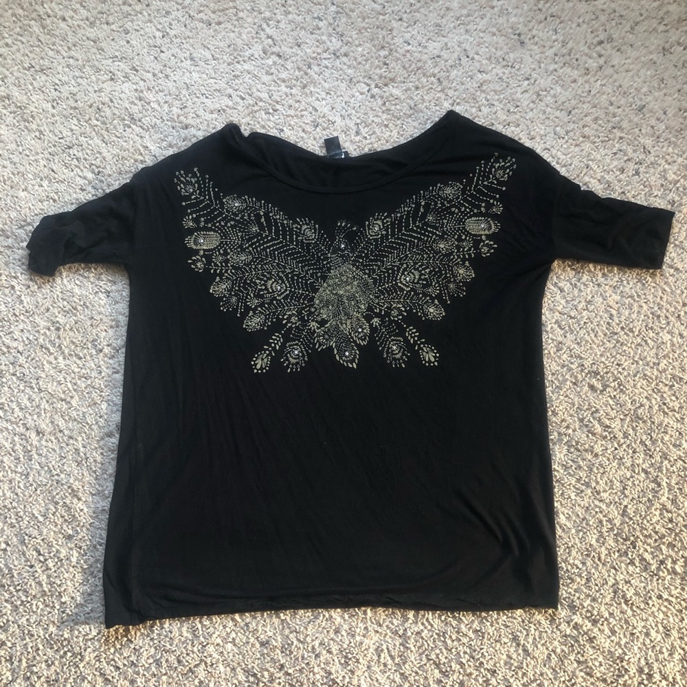 H&M black oversize t-shirt with firebird